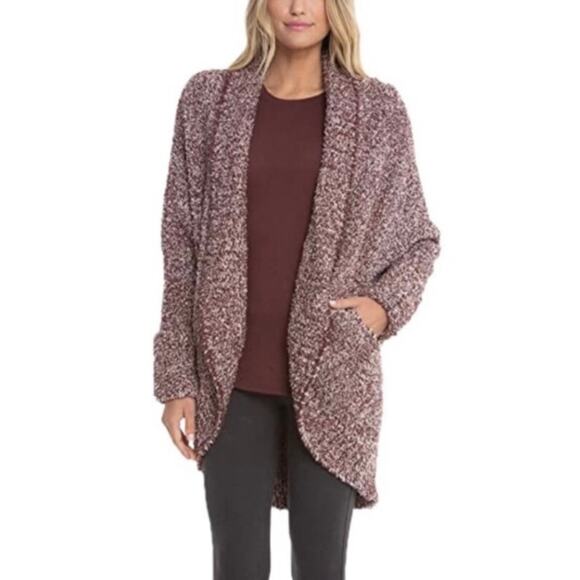BAREFOOT DREAMS CARDIGAN S / M COZYCHIC COCOON SWEATER ROSEWOOD VINTAGE ROSE RED - Picture 2 of 10